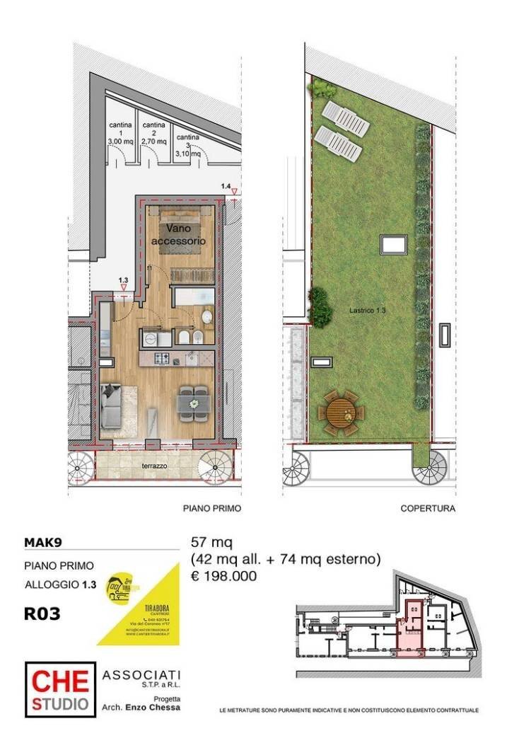 Two-room apartment Androna Campo Marzio, 9, Trieste - floor plans 1