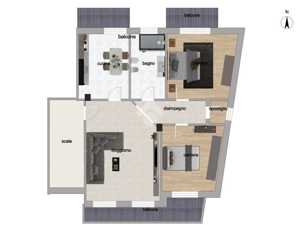 Portion of a house Vicolo Pietro Micca, La Loggia - floor plans 1