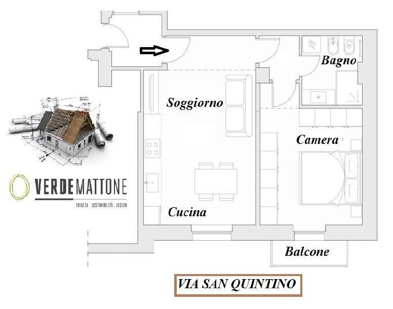 Two-room apartment via San Quintino, 11, Torino (neighborhood Centro) - floor plans 1