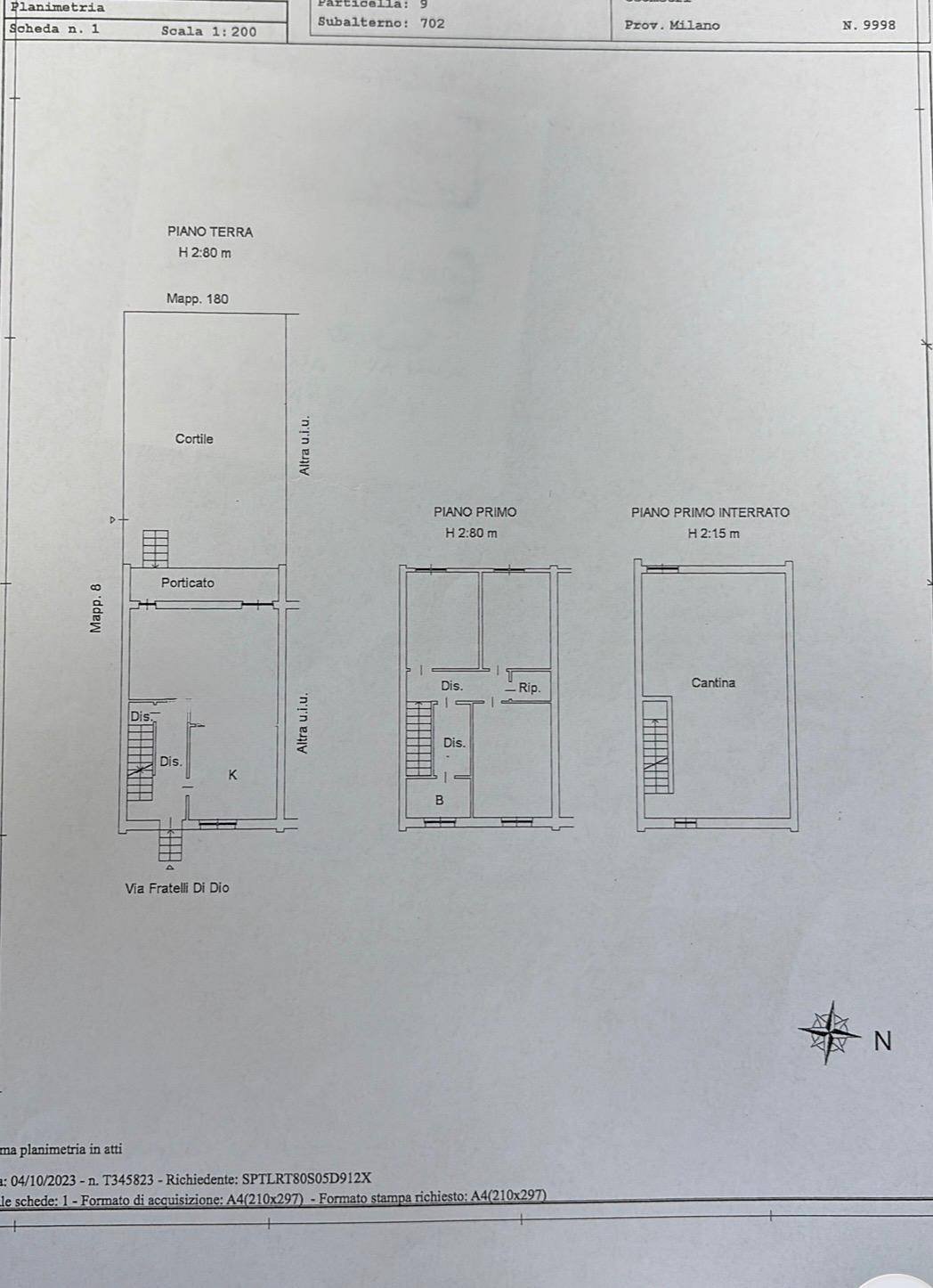 Foto 28 - Villa a Schiera VIA FRATELLI DI DIO
 
323, Sesto San Giovanni - planimetria 1