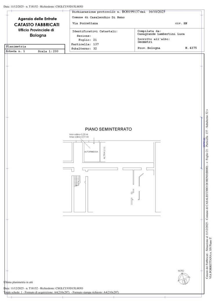 Trilocale via Porrettana, 318, Casalecchio di Reno - planimetria 1