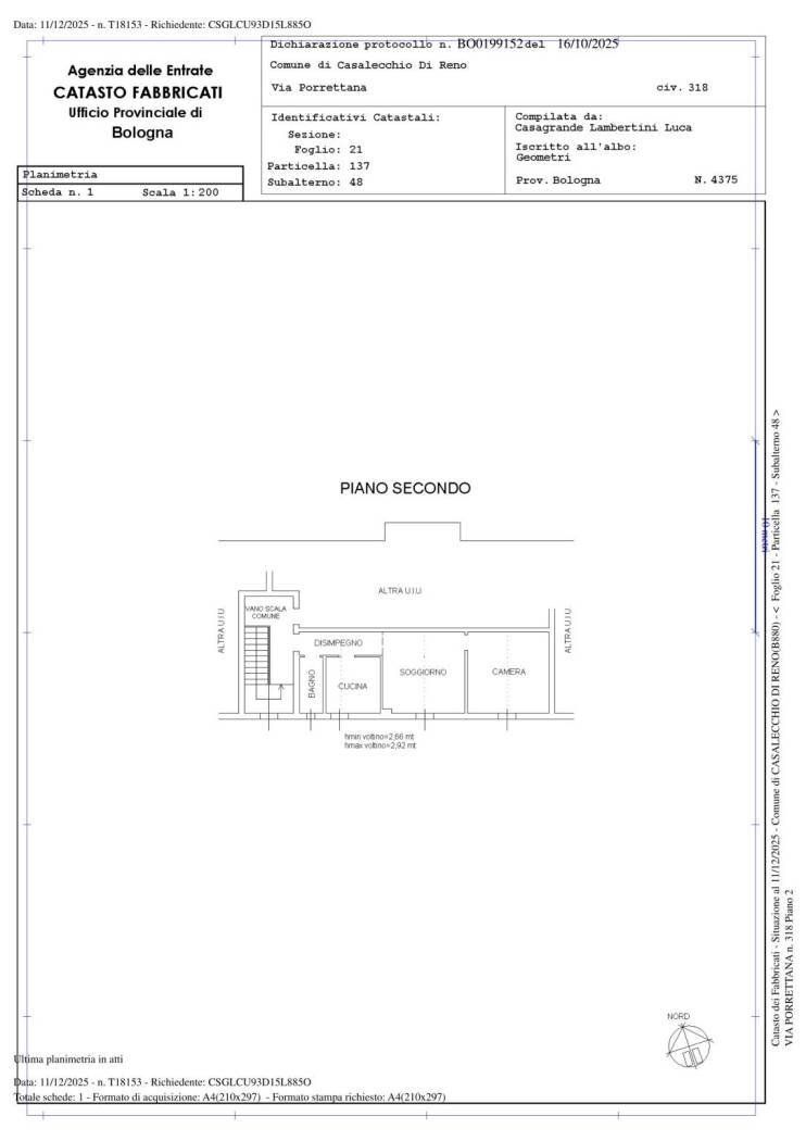 Three-room apartment via Porrettana, 318, Casalecchio di Reno - floor plans 1