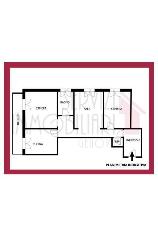 Trilocale via Tortosa, Genova (zona Marassi) - planimetria 1