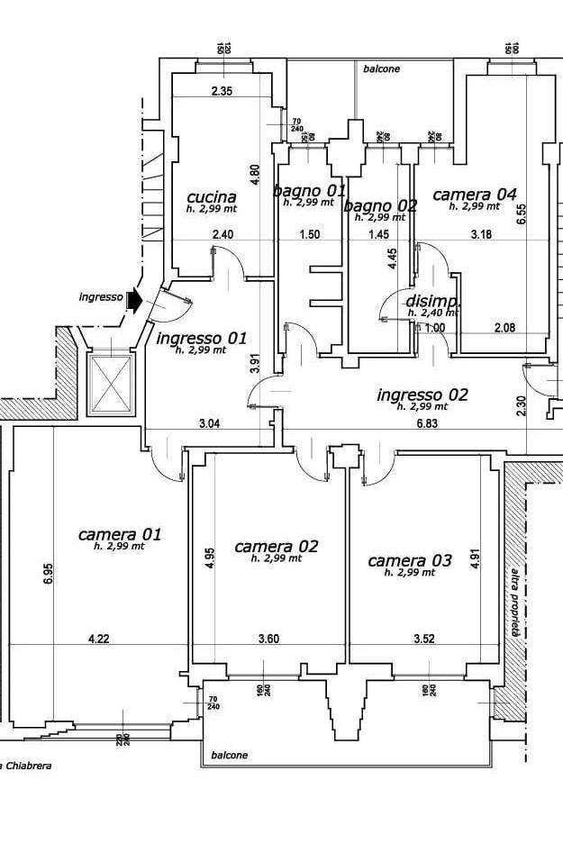 Appartamento via Gabriele Chiabrera, 44, Torino (zona San Salvario) - planimetria 1