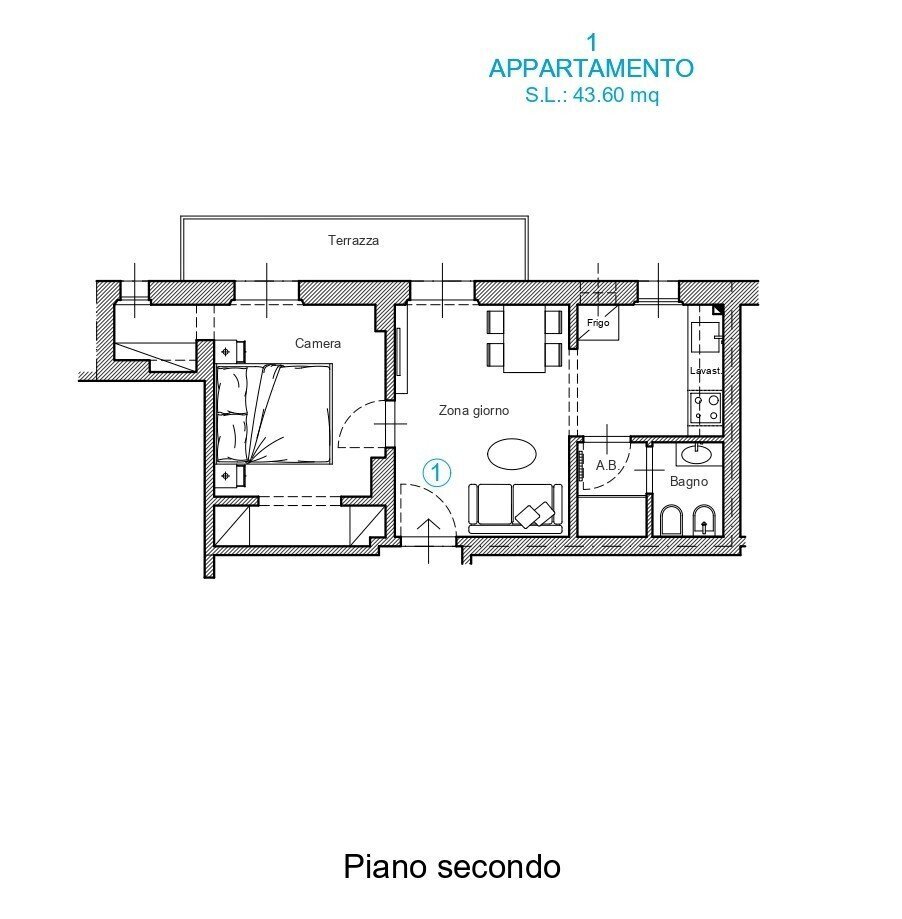 APP 1.jpg - Bilocale Via Francesco Landini, Firenze (zona Santa Maria Novella) - planimetria 1