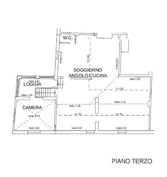 PLANIMETRIA - Trilocale Via Altabella, Bologna (zona Centro Storico) - planimetria 1