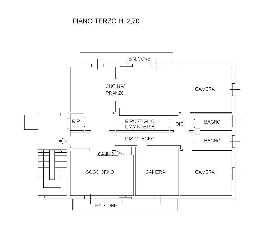 PLANIMETRIA - Appartamento Via Giovanni Fattori, Bologna (zona Santa Viola) - planimetria 1