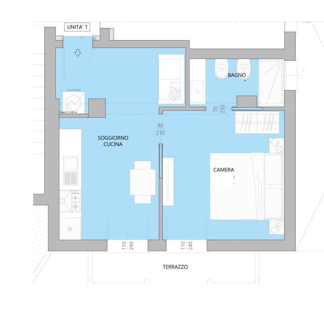 PLN  INT 1 - Bilocale Via Don Giovanni Minzoni 4, Bologna (zona Marconi) - planimetria 1
