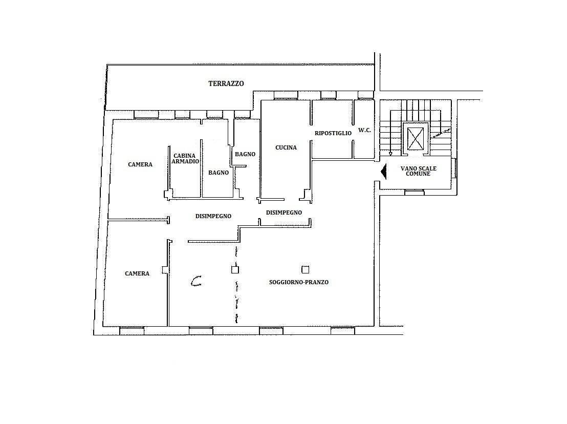 PLANIMETRIA - Appartamento Via San Petronio Vecchio, Bologna (zona Santo Stefano) - planimetria 1