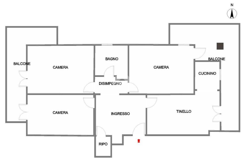 Quadrilocale Corso Siracusa, Torino (zona Mirafiori Nord) - planimetria 1