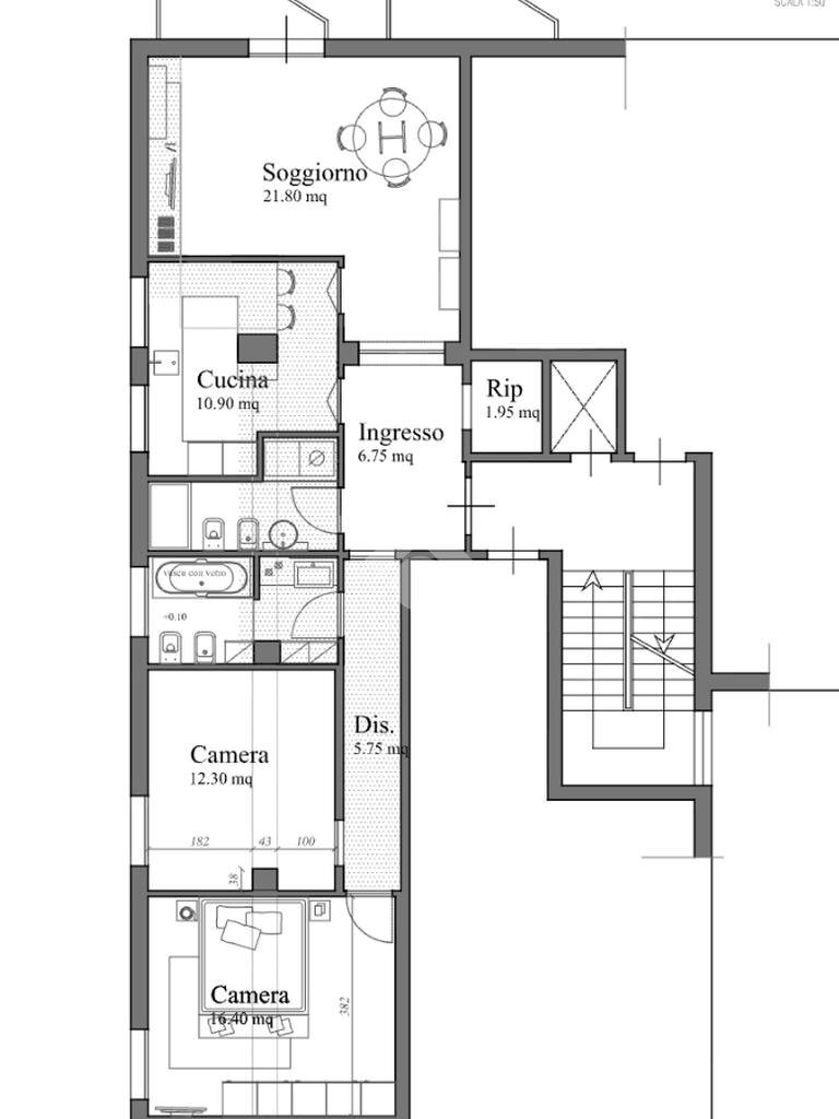 Four-room apartment Viale Caduti in Guerra, Modena (neighborhood Musicisti) - floor plans 1