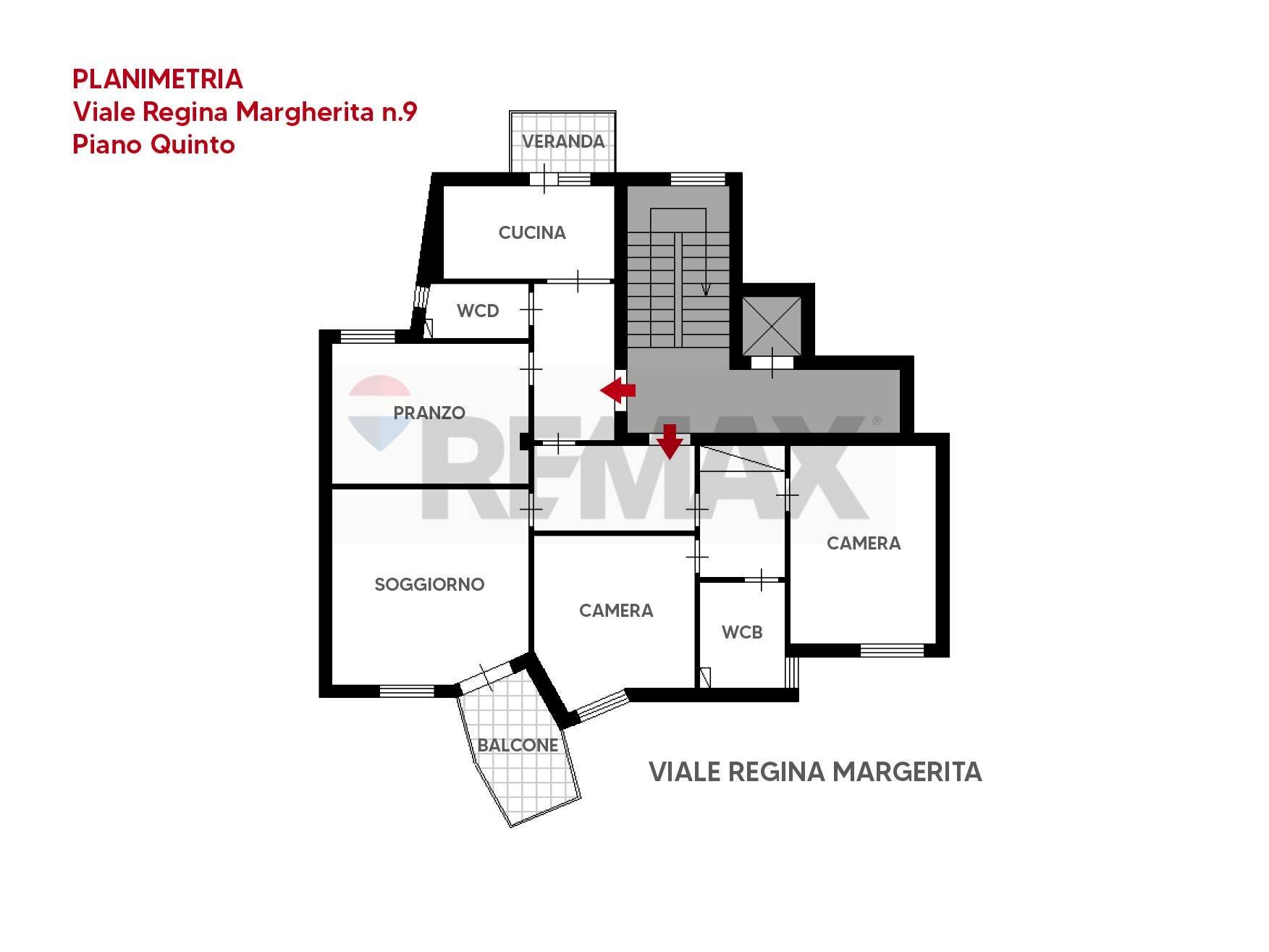 Pianta 2D - Quadrilocale Viale Regina Margherita
 
9, Palermo - planimetria 1