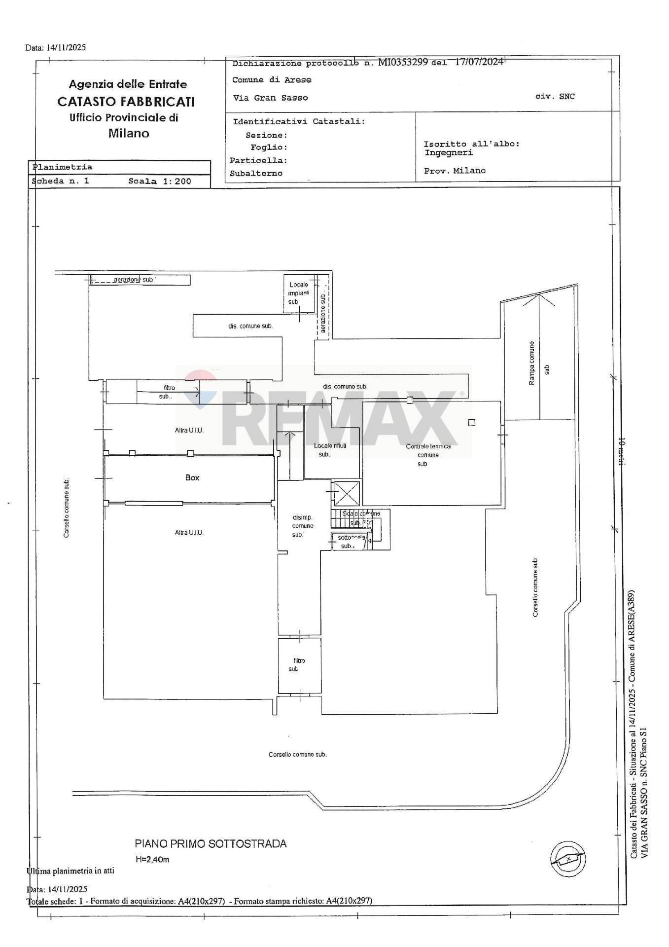 Pianta 2D - Box Via Gran Sasso
 
SNC, Arese - planimetria 1