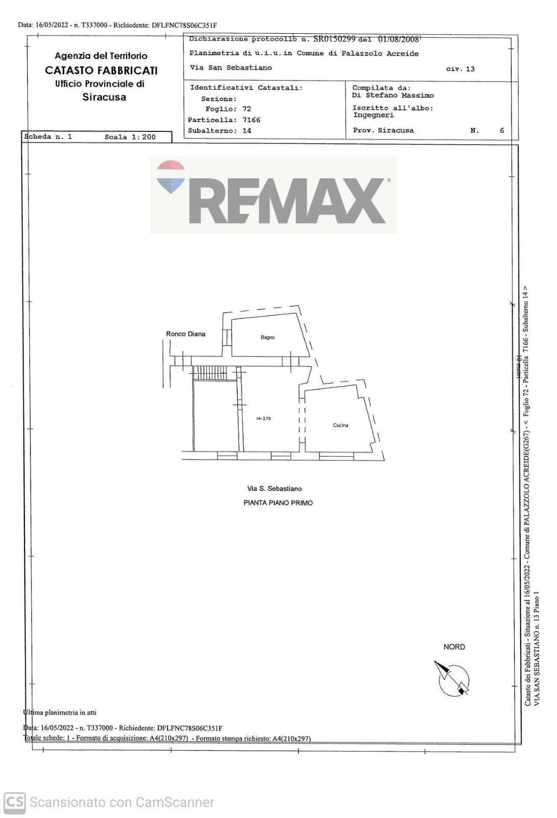 Pianta 2D - Trilocale Via San Sebastiano
 
13, Palazzolo Acreide - planimetria 1