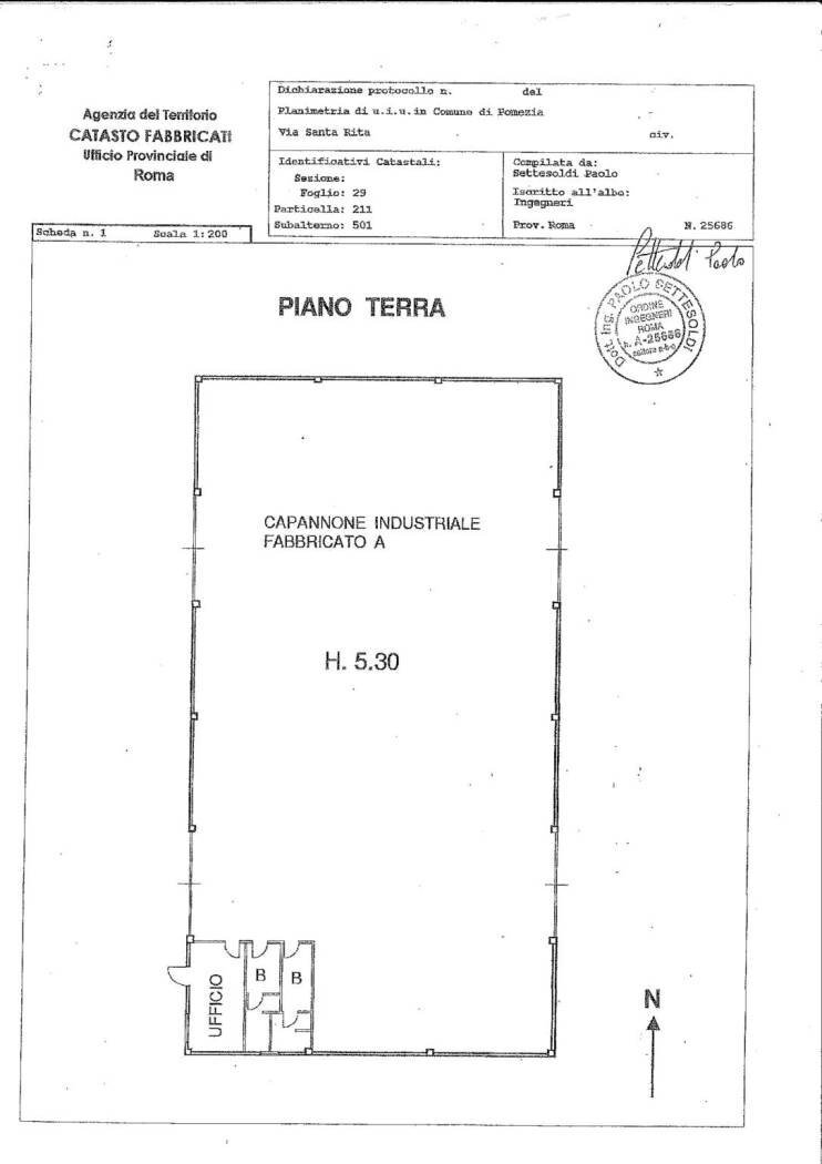 Capannone via Santa Rita da Cascia, Pomezia - planimetria 1