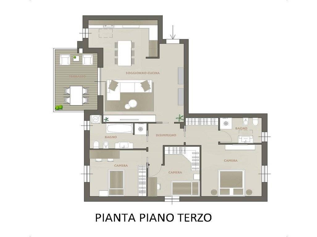 Quadrilocale via Vittorio Veneto, 10, Pedrengo - planimetria 1