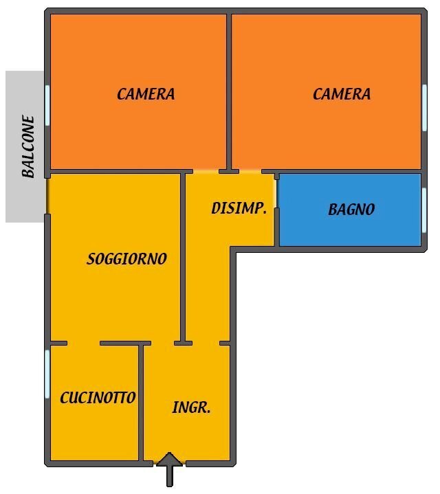 PLANIMETRIA - Trilocale Bologna (zona Cirenaica) - planimetria 1