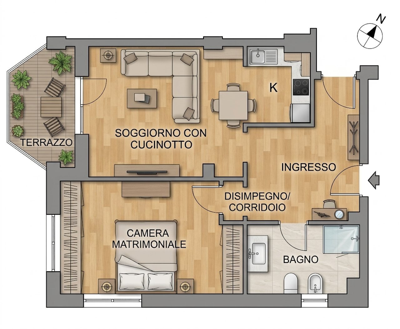 Planimetria Colorata.png - Two-room apartment Via San Francesco, Taggia - floor plans 1