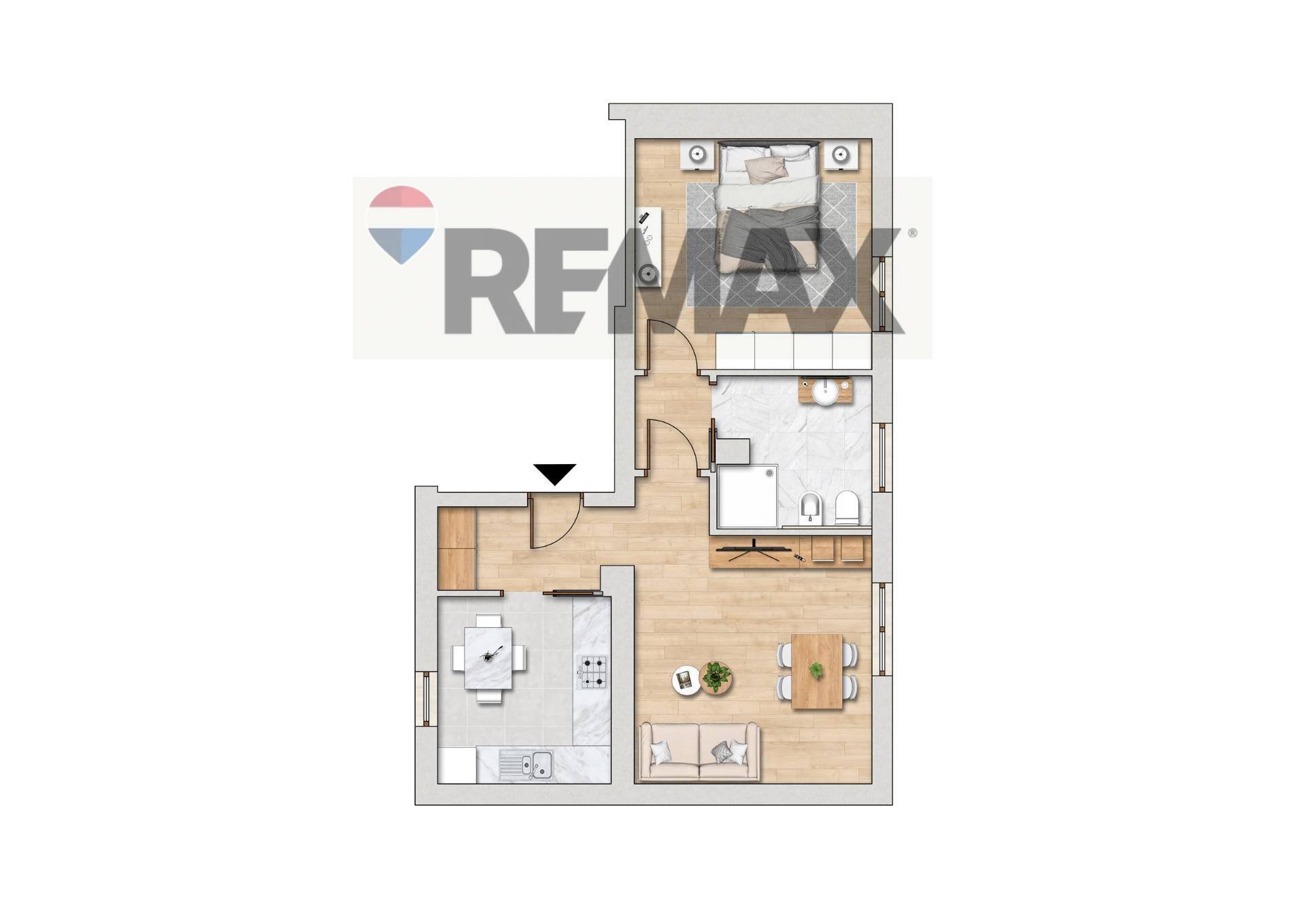 Pianta 2D - Two-room apartment via Papa Giovanni XXIII
 
55, Madone - floor plans 1