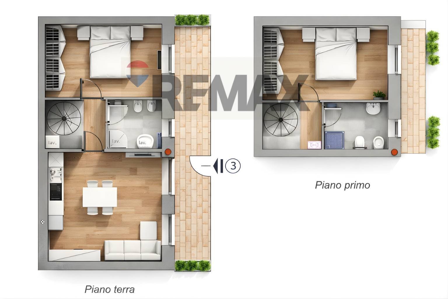 Pianta 3D - Three-room apartment Via Montello
 
19, Lissone - floor plans 1