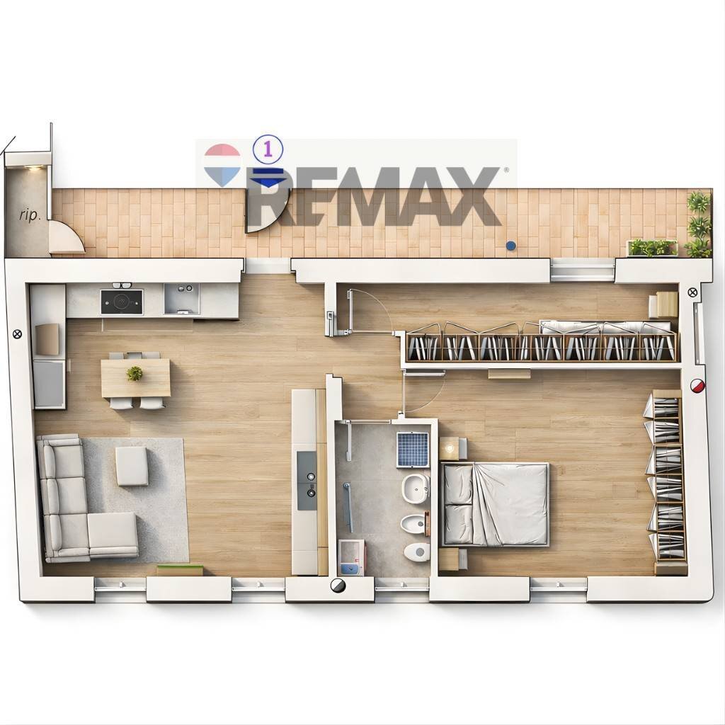 Pianta 3D - Three-room apartment Via Montello
 
19, Lissone - floor plans 1