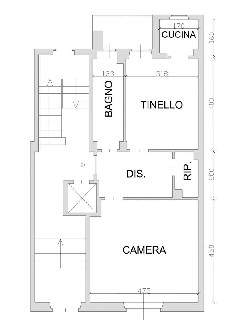 Planimetria immobile - Bilocale via Ancina, 39, Torino (zona Regio Parco) - planimetria 1