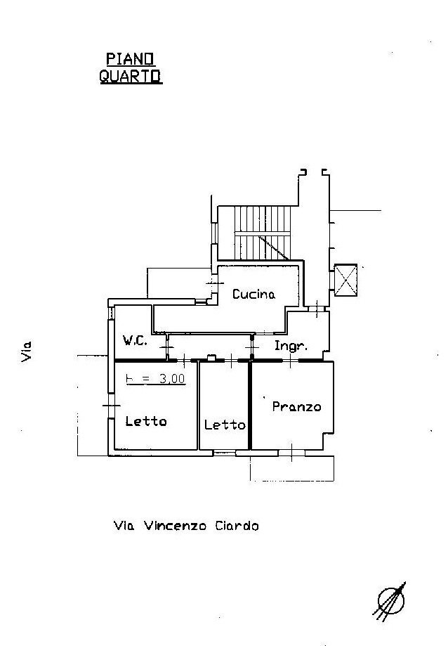 planimetria catastale appartamento via Ciardo.jpg - Three-room apartment Via Vincenzo Ciardo 1, Lecce - floor plans 1