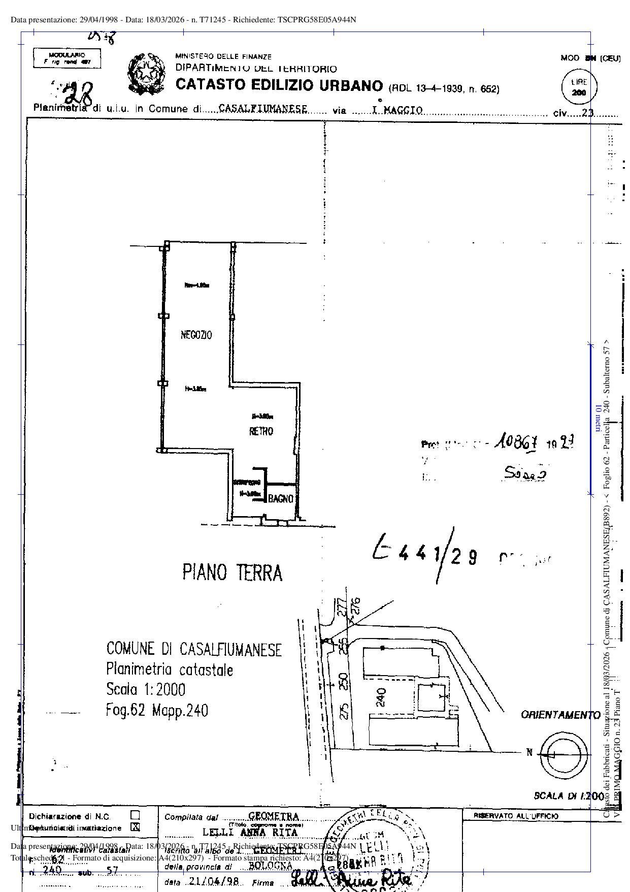 planimetria - Locale Commerciale Via I Maggio, 23, Casalfiumanese - planimetria 1