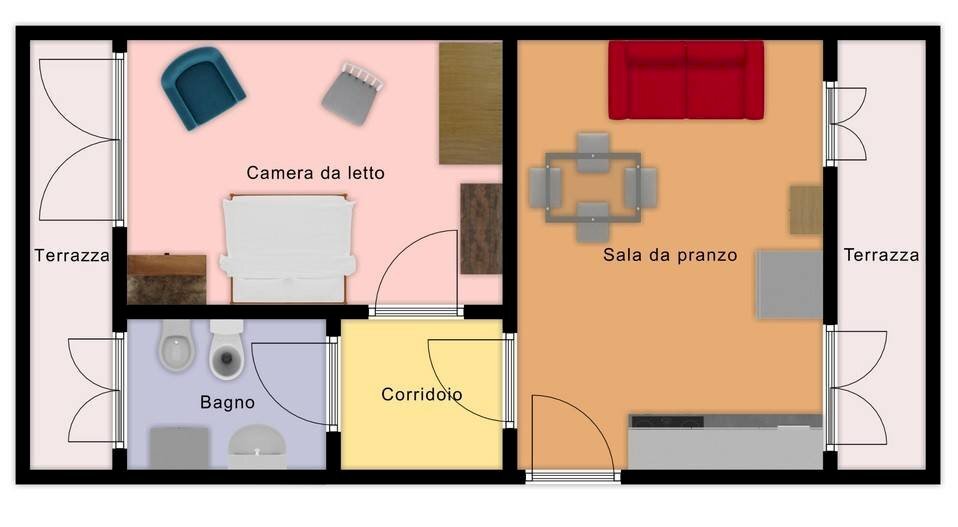 Two-room apartment via Mantova, 5/1, Parma (neighborhood San Lazzaro) - floor plans 1