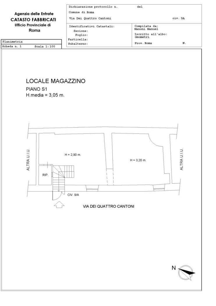 Warehouse via dei Quattro Cantoni, 9a, Roma (neighborhood Centro Storico) - floor plans 1