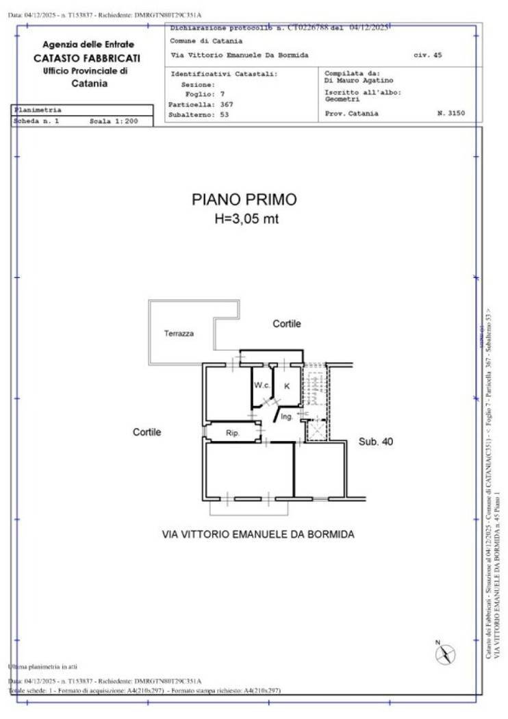 Three-room apartment via Vittorio Emanuele da Bormida, 45, Catania - floor plans 1
