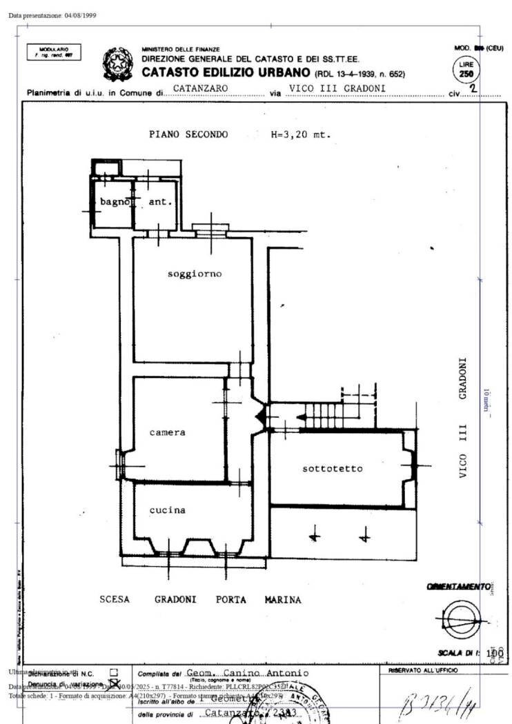 Three-room apartment vico III Gradoni Porta Marina, 2, Catanzaro - floor plans 1