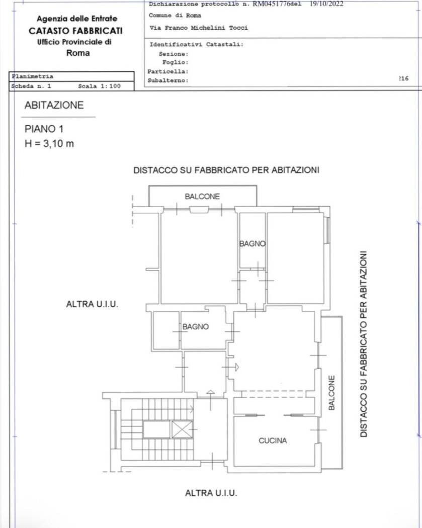 Trilocale via Franco Michelini Tocci, Roma - planimetria 1