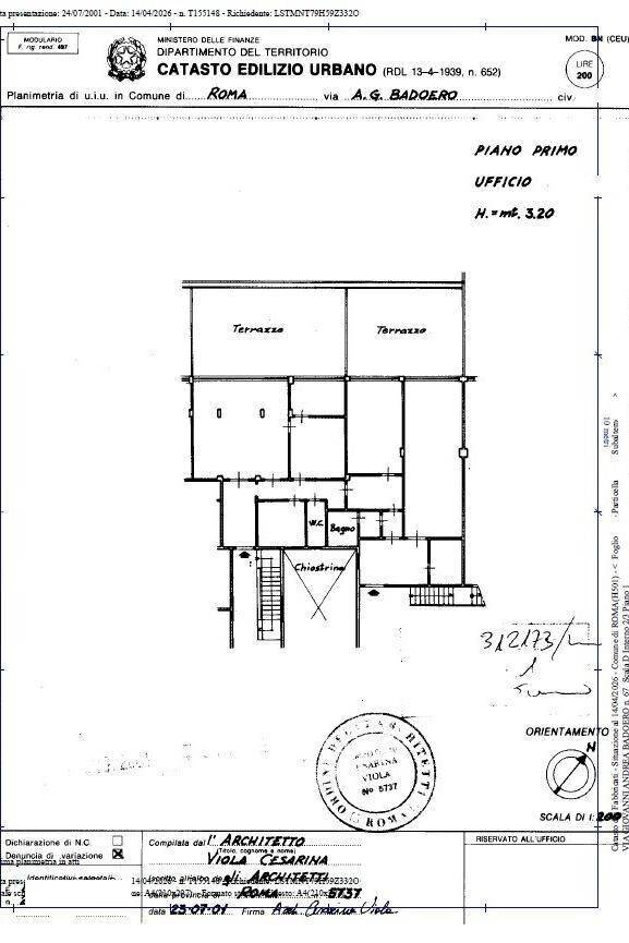 Office via Giovanni Andrea Badoero, Roma - floor plans 1