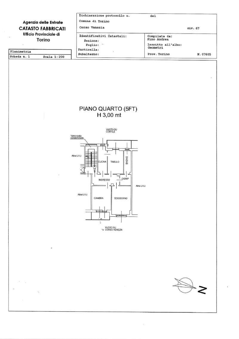 planimetria - Appartamento corso Venezia, 67, Torino (zona Borgo Vittoria) - planimetria 1