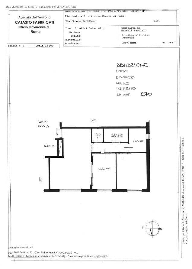 Foto 22 - Appartamento Via Ottone Fattiboni, Roma - planimetria 1