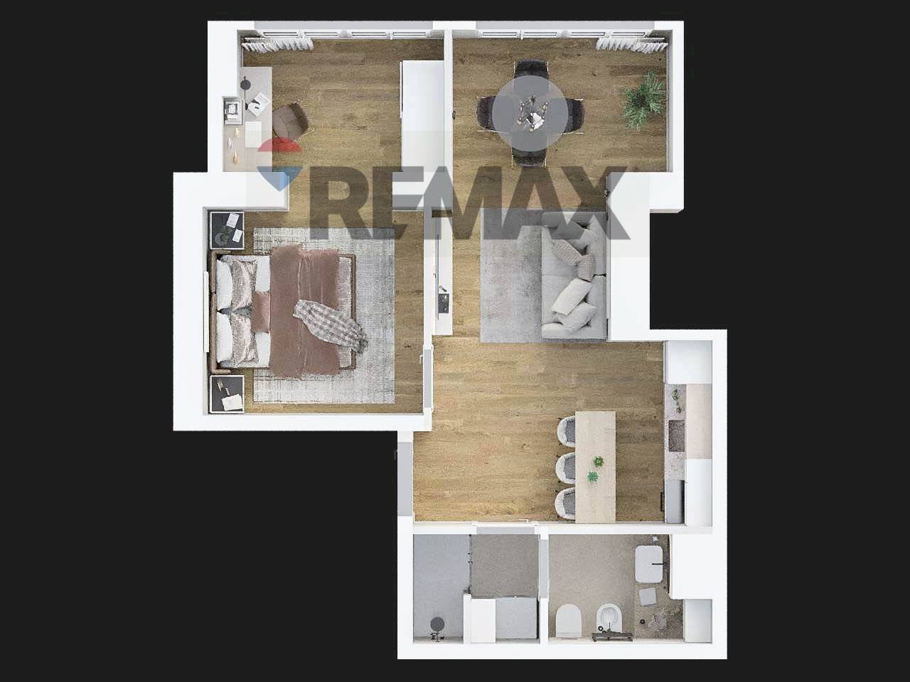 Pianta 3D - Two-room apartment Lungotevere Dei Mellini
 
44, Roma - floor plans 1
