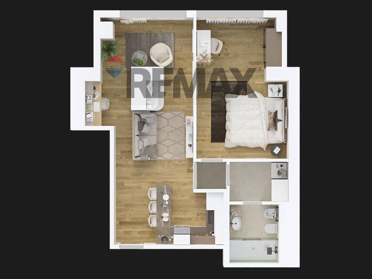 Pianta 3D - Two-room apartment Lungotevere Dei Mellini
 
44, Roma - floor plans 1