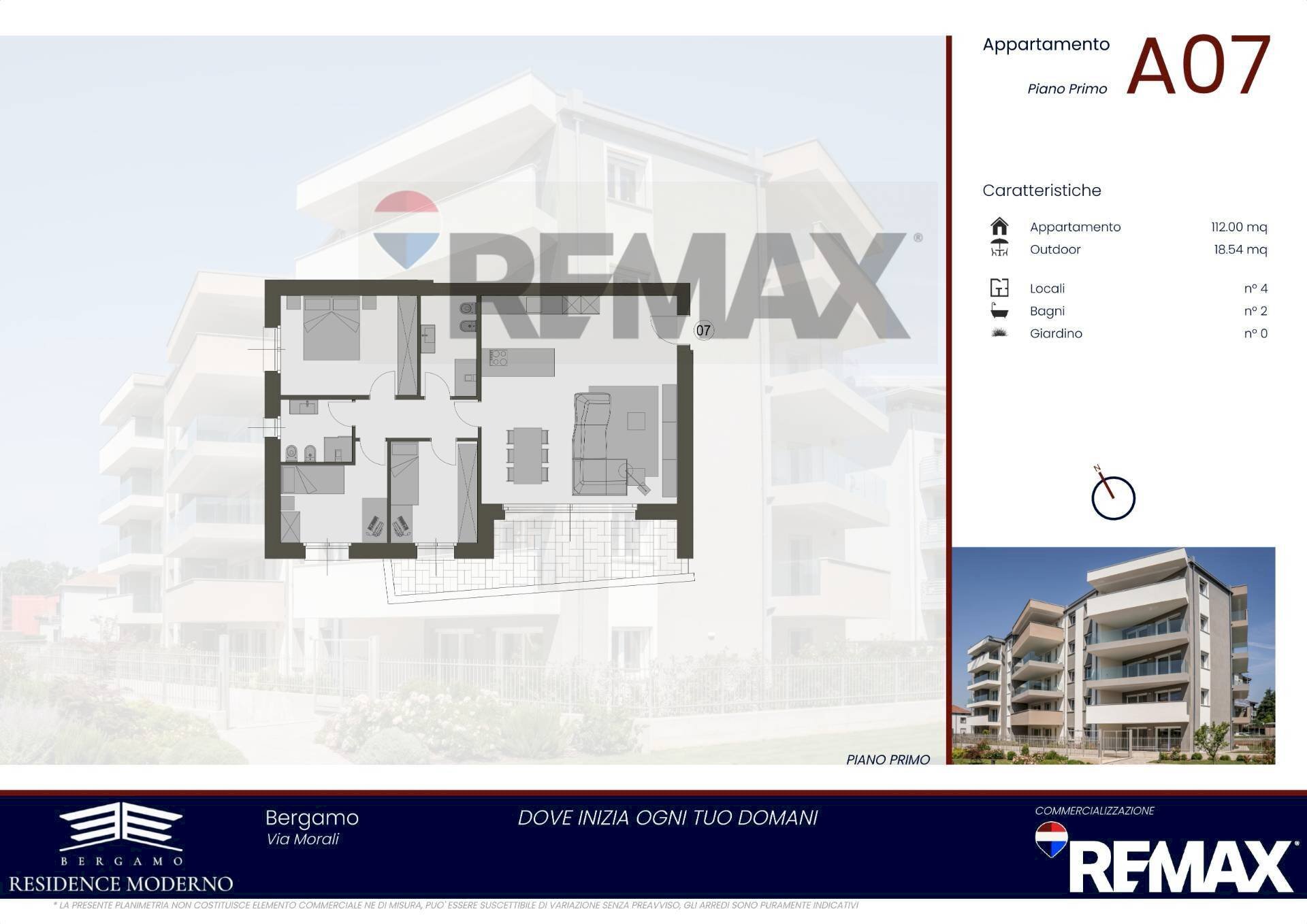 Pianta 2D - Four-room apartment VIA MORALI, Bergamo - floor plans 1