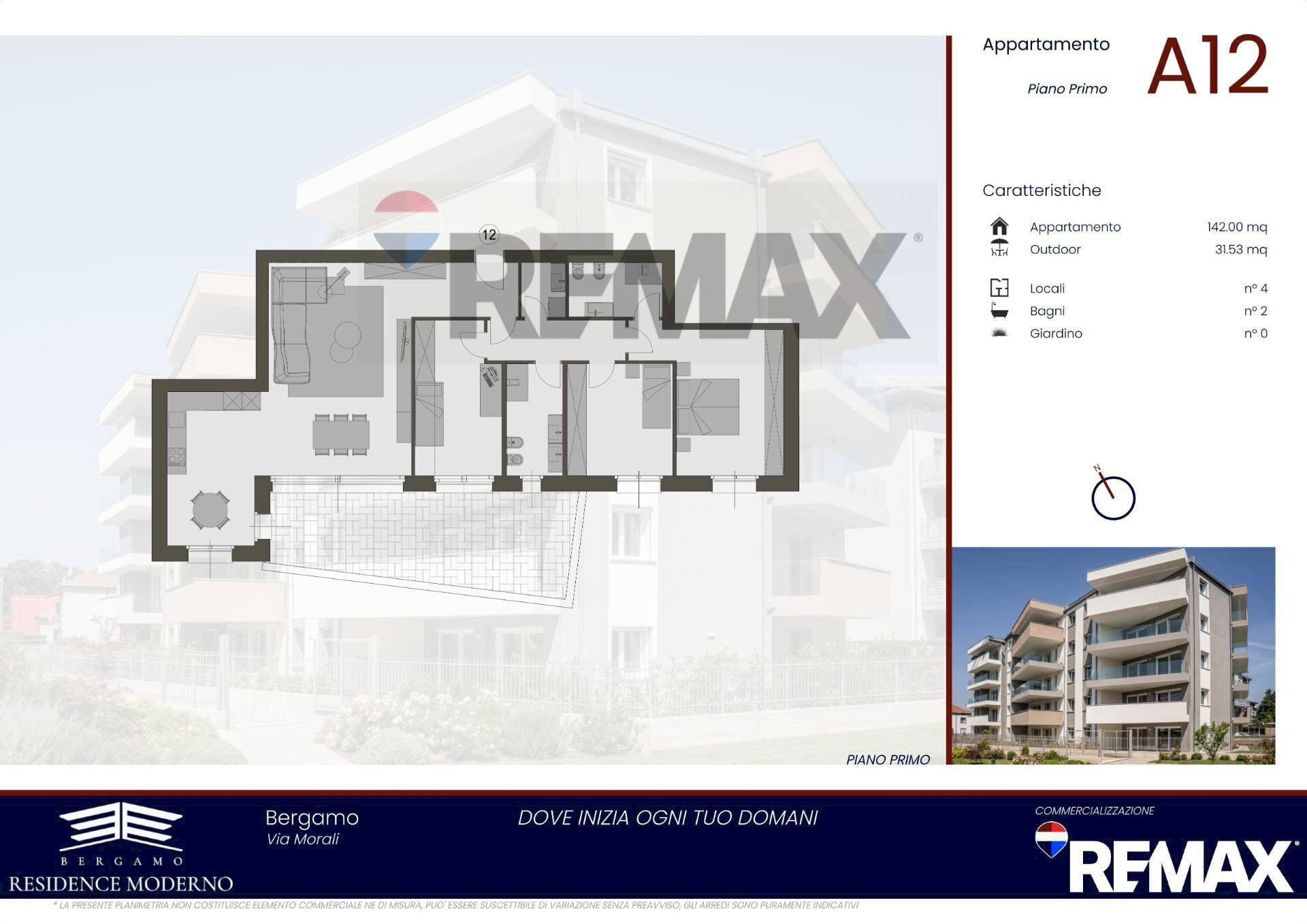 Pianta 2D - Four-room apartment VIA MORALI, Bergamo - floor plans 1