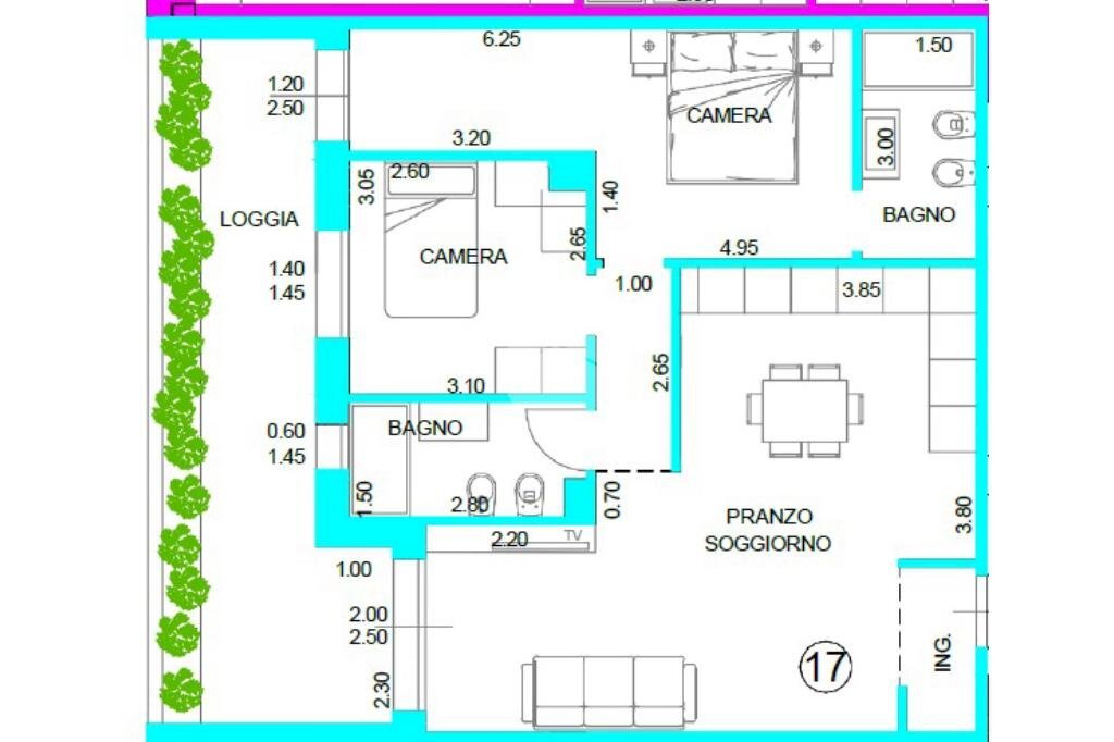 Three-room apartment Via Rimini, San Mauro Pascoli - floor plans 1