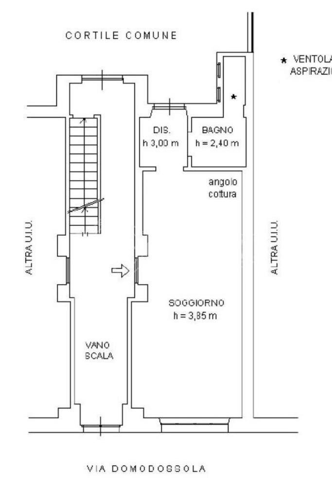 Monolocale Via Domodossola, Torino (zona Parella) - planimetria 1