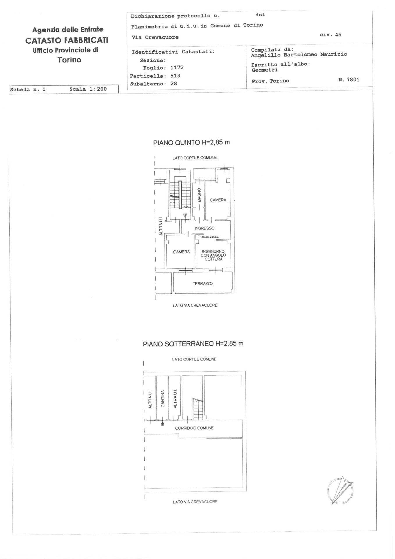 Foto 26 - Trilocale Via Crevacuore
 
45, Torino - planimetria 1