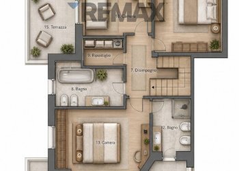 Pianta 3D - Casa semi indipendente VIA BENVENUTO CELLINI
 
63, Noventa Padovana - foto 26