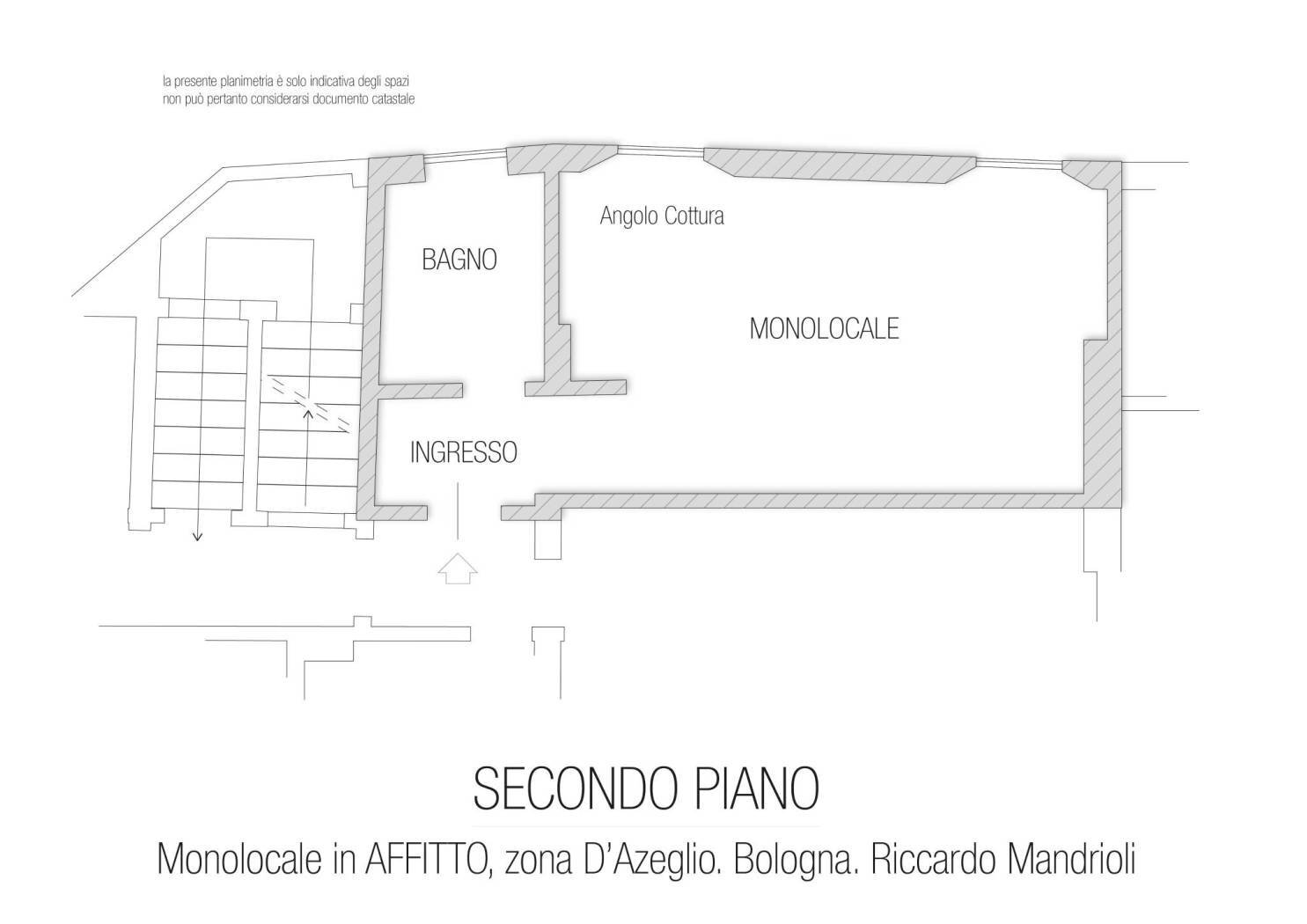 One-room apartment via Massimo d'Azeglio, Bologna (neighborhood Costa Saragozza) - floor plans 1