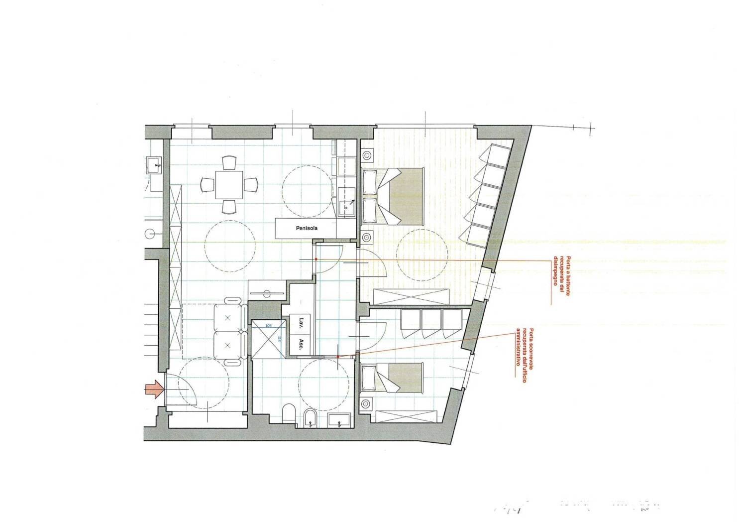 Trilocale via Monsignore Jean Jaconde Stevenin, Aosta - planimetria 1