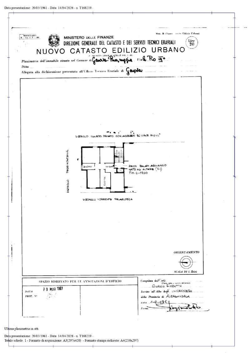planimetria appartamento - Four-room apartment viale Pio VII, Genova (neighborhood Quarto) - floor plans 1