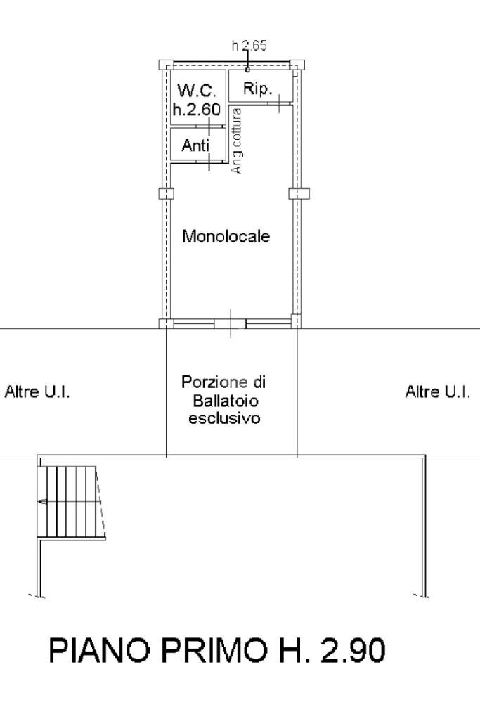 One-room apartment P.za Unità, hamlet Pinarella, Cervia - floor plans 1