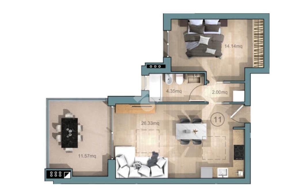 Two-room apartment Via del Correggio, Cervia - floor plans 1
