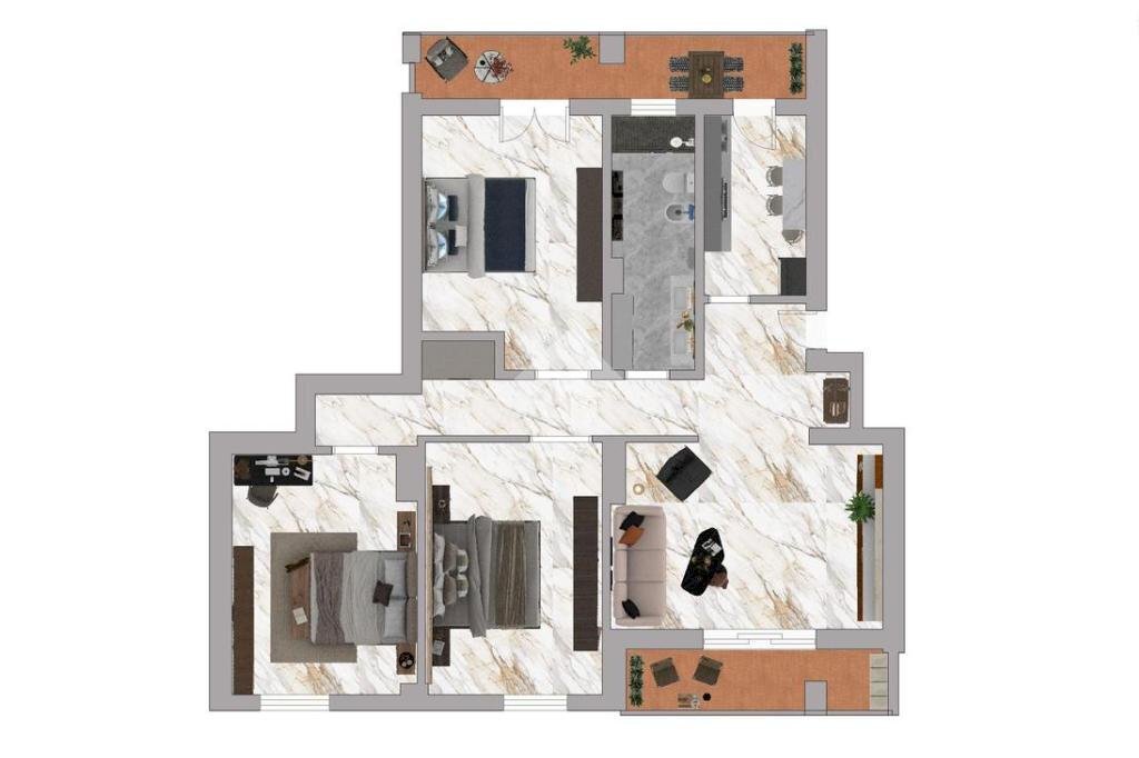 Four-room apartment Via Rimini, Milano (neighborhood Moncucco) - floor plans 1